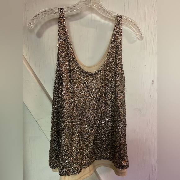 Decree gold sequin party tank Top ladies small - Picture 2 of 5